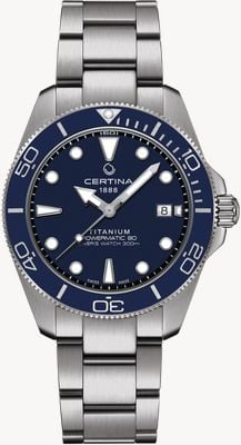 Certina DS Action Diver Powermatic 80 (40.5mm) Blue Dial / Titanium Bracelet C0484074404100