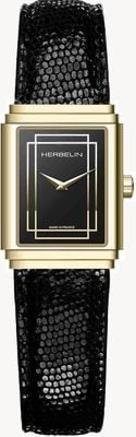 Herbelin Art-Deco | schwarzes Zifferblatt | schwarzes Lederarmband 17577P04N