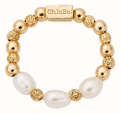 ChloBo Triple Sparkle Pearl Ring (Small) - Gold Plated GR1TRP