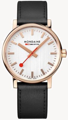 Mondaine Evo2 quartzo (40 mm) mostrador branco / pulseira de couro preta MSE.40112.LB