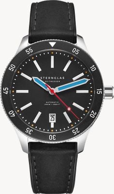 STERNGLAS Marus 2.0 自动腕表（42 毫米）黑色表盘/黑色混合皮革表带 S02-MA43-HY03
