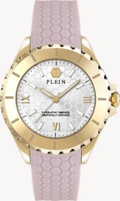 Philipp Plein Белый циферблат с логотипом Plein Heaven (38 мм)/розовый силиконовый ремешок PWPOA0224