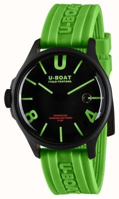 U-Boat Darkmoon pvd (44 mm) cadran courbe noir et vert / bracelet en silicone vert 9534