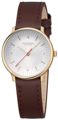 Mondaine Doppio (33mm) Off-White Dial / Brown Vegan Grape Leather Strap MLE.33110.LGV
