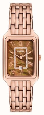 Fossil Women's Raquel (26mm) Brown Mother-of-Pearl Dial / Rose Gold-Tone Stainless Steel Bracelet ES5323