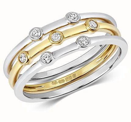 James Moore TH 9ct Gold Diamond Dot Stacker Rings RD199/Q