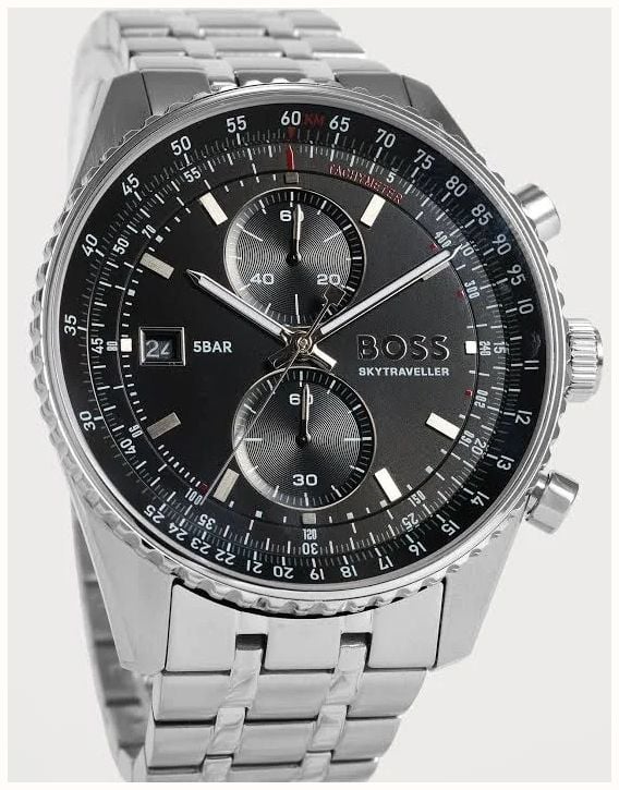 BOSS Mens 43mm Stainless Steel Black Dial Chronograph Skytraveller Pro 1514349 - widok alternatywny 2