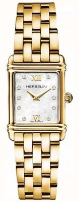 Herbelin Reloj art déco para mujer con diamantes engastados en nácar 17478BP59
