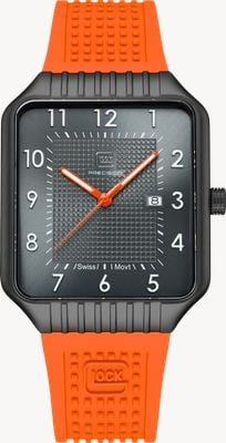 GLOCK Precision Square (38mm) Gunmetal Dial / Orange Silicone RTF Strap GW-2-1-24
