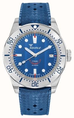 Squale 1545 スチールブルー (40mm) ブルー コート ド ジュネーブ ダイヤル / ブルー オマージュ トロピック ラバー 1545SSBLC.HTB