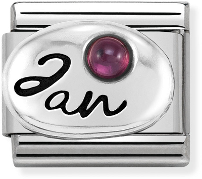 Nomination Classic January Birthstone Garnet Sterling Silver & Steel Charm 330505/01