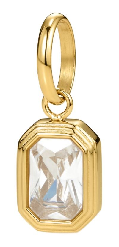 DLOUISE Gold Plated Cubic Zirconia Emerald Cut Bezel Jewellery
