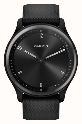 Garmin Vívomove Sport – Hybrid-Fitness-Smartwatch (40 mm), schwarz mit schwarzem Silikonarmband 010-02566-00
