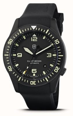 Elliot Brown Holton professionnel automatique (43 mm) cadran noir / bracelet en caoutchouc noir 101-A10-R06