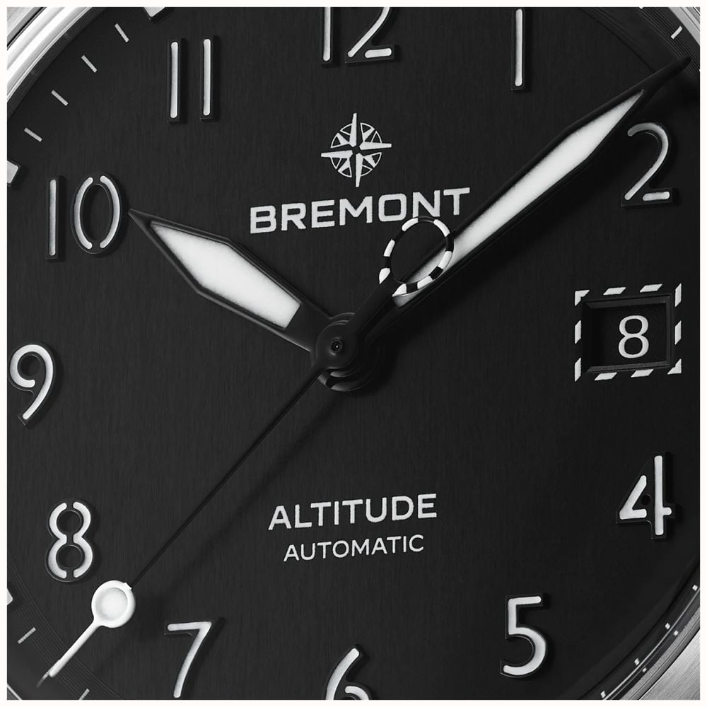 Bremont Altitude Date Automatic (39mm) Brushed Black Galvanic Metal Dial / Black Nubuck Leather Strap ALT39-DT-SS-BK-L-S - alternate view 6