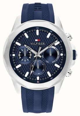 Tommy Hilfiger Men s Clark 46mm Blue Dial Blue Silicone Strap 1792083 First Class Watches IRL