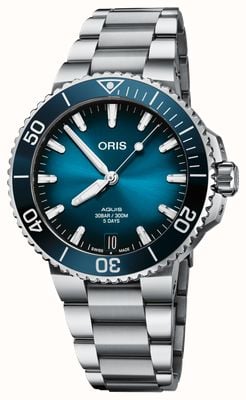 ORIS Aquis datumkaliber 400 automatisch (41,5 mm) blauwe wijzerplaat / roestvrijstalen armband 01 400 7769 4135-07 8 22 09PEB