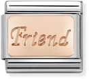 Nomination Classic Friend 9ct Rose Gold & Steel Charm 430108/14