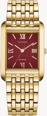 Citizen エコ・ドライブ クラシック ドレス (26.5mm) バーガンディ サンレイ ダイアル / ゴールド PVD ステンレススチール ブレスレット BJ6572-54X