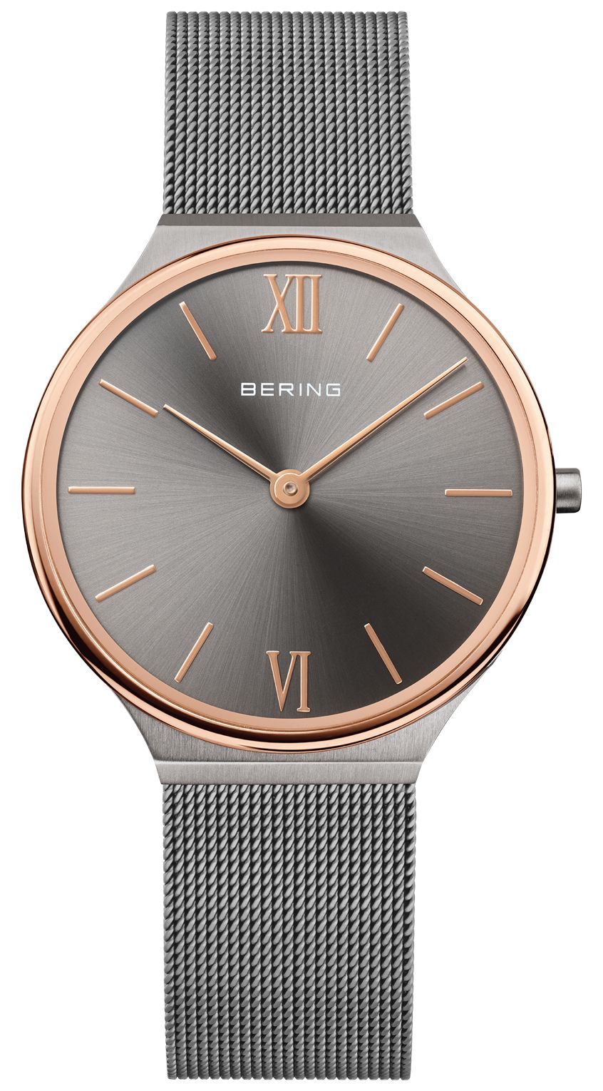 Bering Cadran gris ultra fin (34 mm) pour femme / bracelet montre