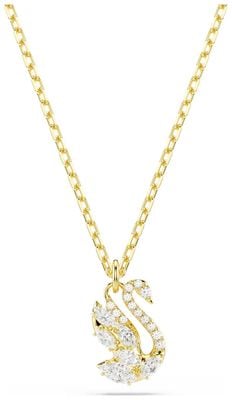 Swarovski Swan pendant Mixed cuts, Swan, White, 18K gold finish 5754626