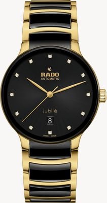 RADO Centrix automatisch diamanten (39,5 mm) zwarte wijzerplaat / zwarte hightech keramiek & goud PVD roestvrij staal R30008742