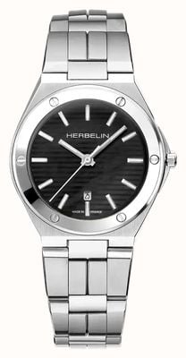 Herbelin Dames cap camarat (33 mm) zwarte parelmoer wijzerplaat / roestvrijstalen armband 14545B49