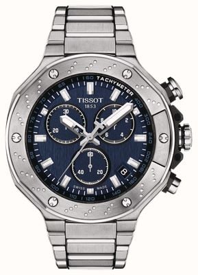 Tissot Heren t-race chronograaf | blauwe wijzerplaat | roestvrijstalen armband T1414171104100