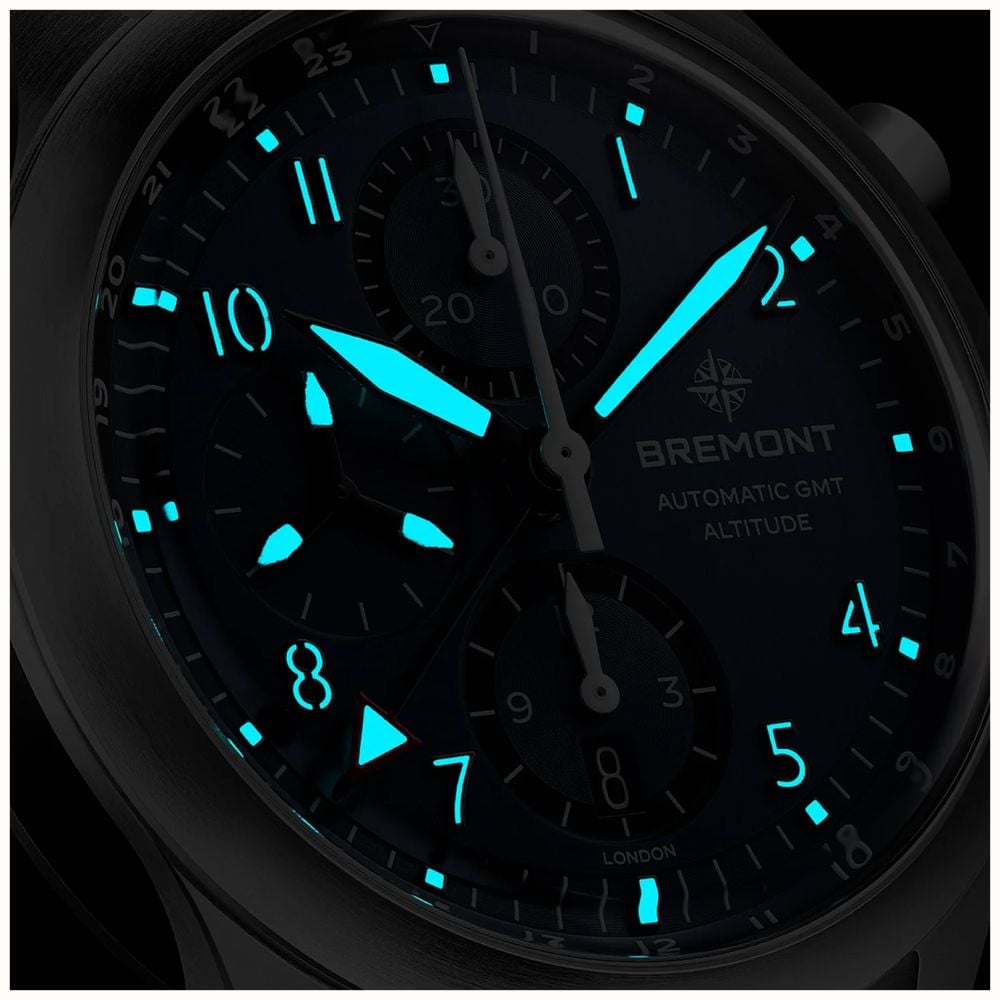 Bremont Altitude Chronograph GMT Automatic (42mm) Brushed Blue Galvanic Metal Dial / Stainless Steel Strap Watch ALT42-CHR-G-SS-BL-B - alternate view 5