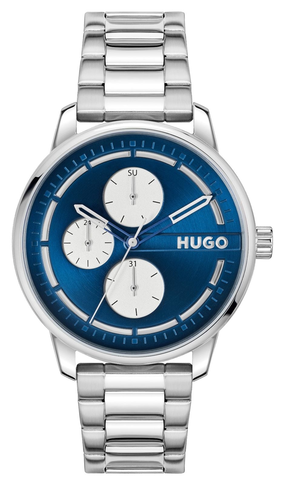 HUGO homme #stamp (44 mm) cadran bleu / bracelet en montre
