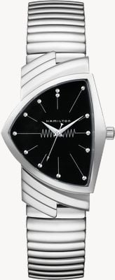 Hamilton Ventura flex quartz (32 mm) cadran noir / bracelet acier inoxydable H24411232
