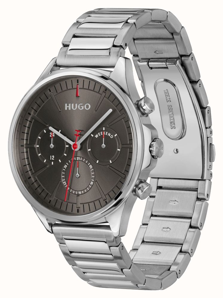 Hugo Class HUGO #SMASH Multifunction (43mm) Black Dial / Stainless Steel Bracelet ...