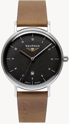 Bauhaus Quartz classique (41 mm) cadran anthracite / bracelet en cuir marron 21422