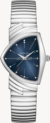Hamilton Ventura quartz (32,3 mm) blauwe wijzerplaat / roestvrijstalen armband H24411142