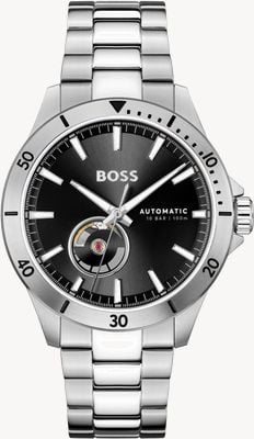 BOSS Troper automático para hombre (42 mm) esfera negra / pulsera de acero inoxidable pieza de exposición 1514202-Exdisplay