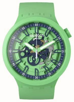 Swatch Большие броские матово-зеленые часы свежего отжима SB01G101