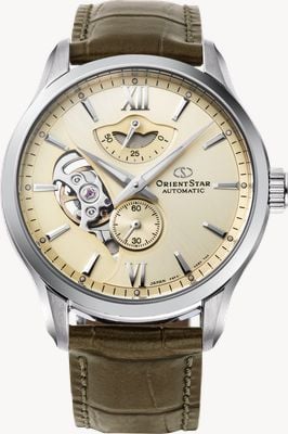 Orient Star Layered-Skeleton Automatic (41mm) Champagne Gold Dial / Brown Leather Strap RE-AV0B10G00B