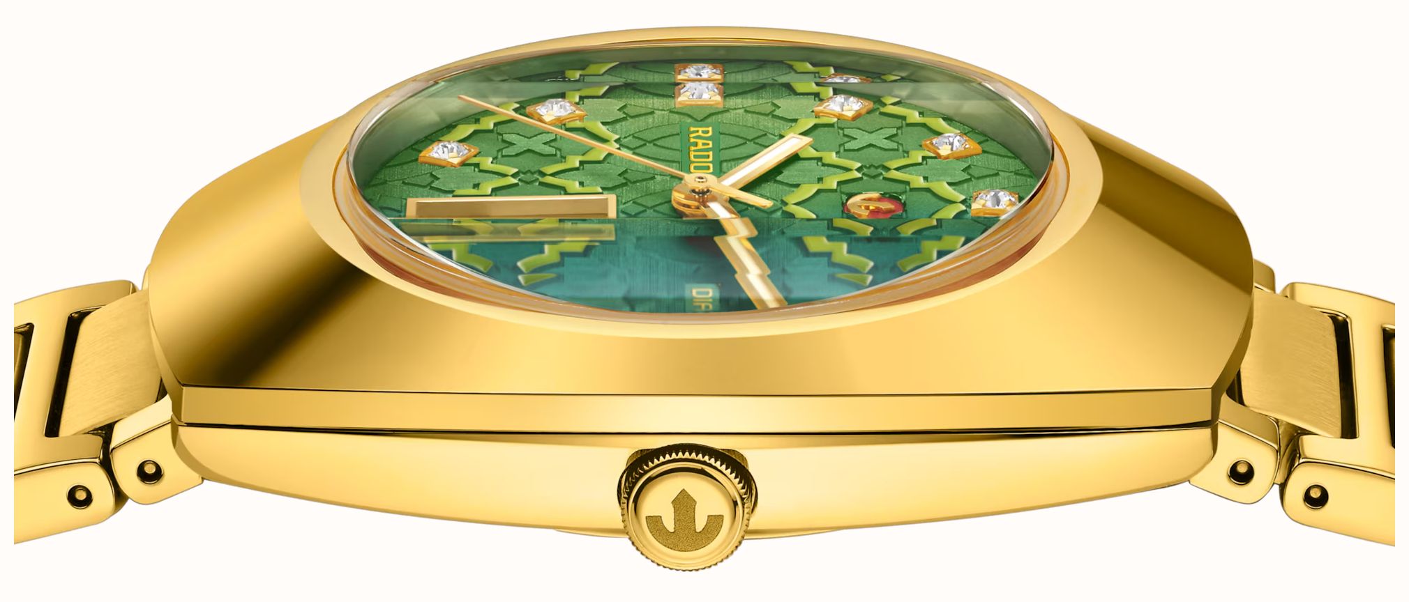 RADO DiaStar Original Automatic Diamond (38mm) Green Mosaic Dial / Gold PVD Stainless Steel Bracelet R12161313 - 备用视图 3