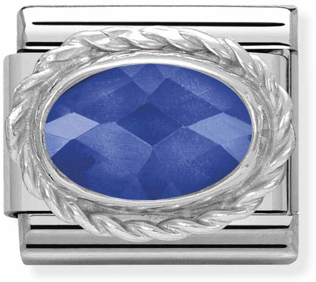 Nomination Classic FACETED Cubic Zirconia In Stainless Steel With Sterling Silver Setting And Detail BLUE Charm 330604/007