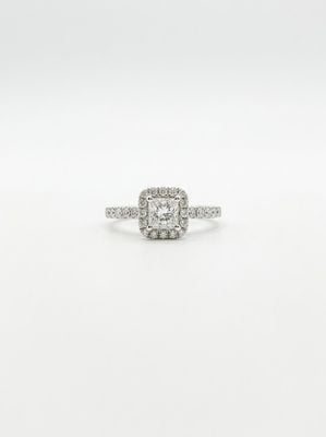 James Moore & Co 0.81ct Princess Natural Diamond Platinum Halo Ring J4621