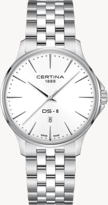 Certina Biała tarcza ds-8 gent (40 mm) i bransoleta ze stali nierdzewnej C0454101101100