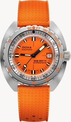 DOXA Sub 300 ti5 Professional (42.5mm) オレンジアイコニックダイアル / オレンジダイブフレックスラバーストラップウォッチ 823.50.351.21