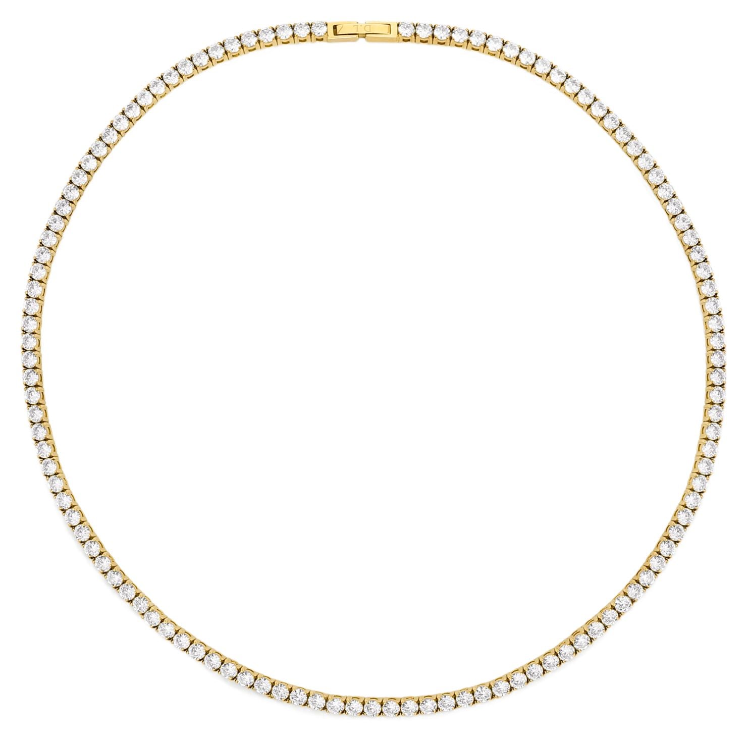 DLOUISE Ladies Luxe Tennis Necklace CZ Gold 40cm SKN36 Jewellery