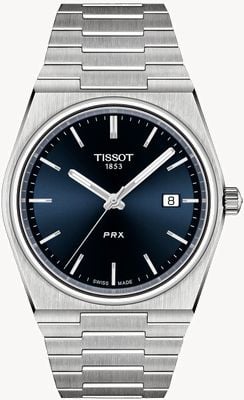 Tissot Prx Quarz (40 mm), blaues Zifferblatt mit Sonnenschliff / Edelstahlarmband T1374101104100