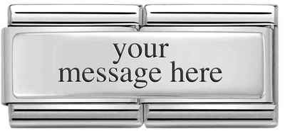 Nomination Classic DOUBLE ENGRAVED Steel And Silver Sterling Silver CUSTOM Smooth Plate Charm 330710/01