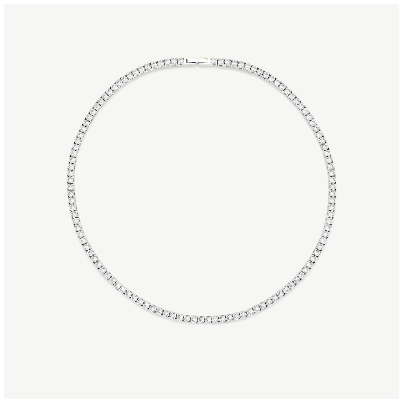 DLOUISE Ladies Luxe Tennis Necklace CZ Silver 40cm SKN72 Jewellery