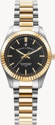 Jacques Du Manoir インスピレーションプライムクォーツ（31mm）ブラックダイヤル/ツートンステンレススチールブレスレット JWL03906