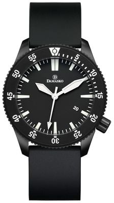 Damasko Dsub50 damest manifattura automatico (43mm) quadrante nero / cinturino in gomma nera DSUB50-BLACK BLACK RUBBER