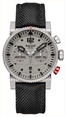 Hanhart Primus monocromatico pilota cronografo automatico (44 mm) quadrante grigio / cinturino in tessuto nero - m 740.240-3020