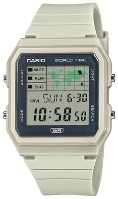 Casio Multifunktions-Digitalzifferblatt mit Weltkarte (33,7 mm) / weißes Armband aus biobasiertem Harz LF-30W-8AEF